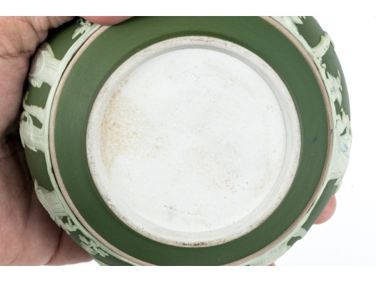 Five Piece English Wedgwood Green Jasperware Tea Set