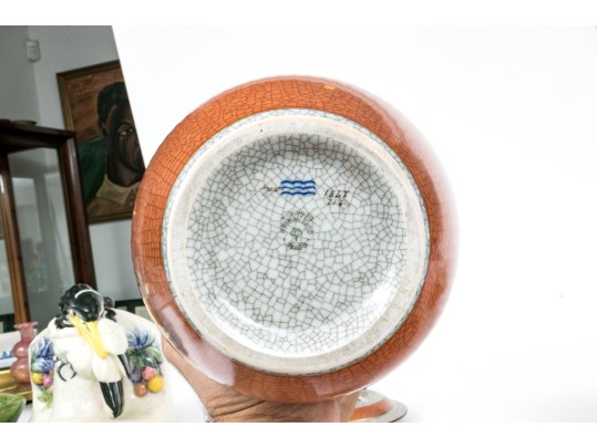 Group Of Five Danish Royal Copenhagen Orange Finished Ceramics