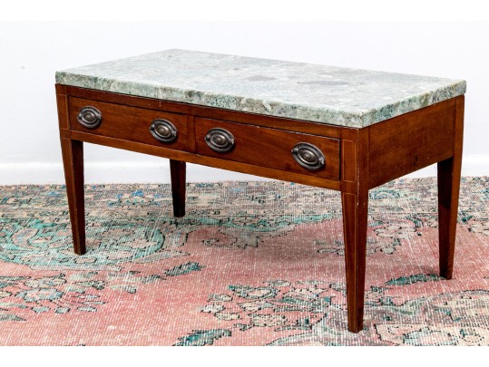 Antique Marble Top Two Drawer Stand