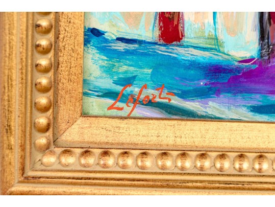 Signed Lefort Fauvist Oil On Board, Building With A Gate