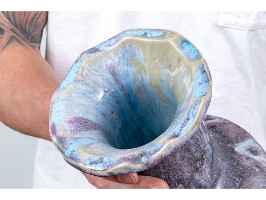 Fabulous Purple Glazed Studio Pottery Vase