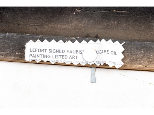 Signed Lefort Fauvist Oil On Board, Building With A Gate