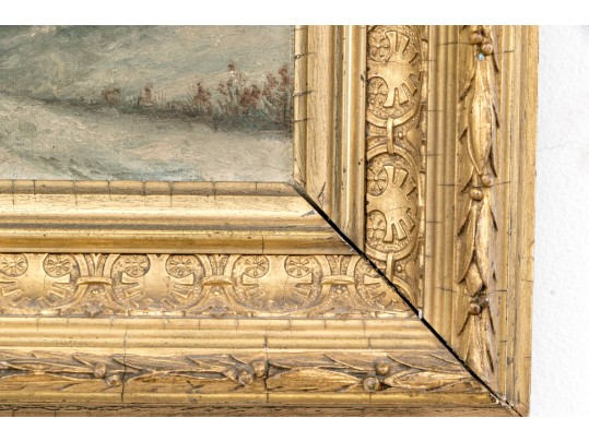 L.C.J. Signed Oil On Canvas, Winter Forest At Night