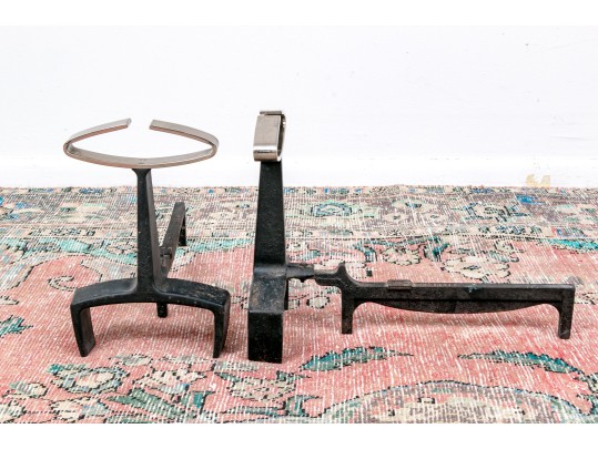 Pair Of Bennett Iron And Steel Andirons