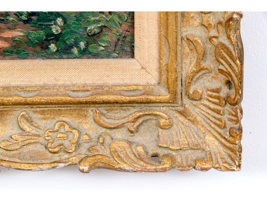 Oil On Canvas, Imprestionist Garden Landscape