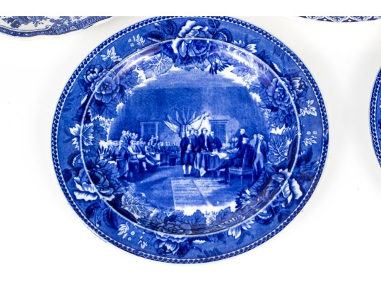 Seven English Transferware Ceramic Plates Including Wedgwood And Adams