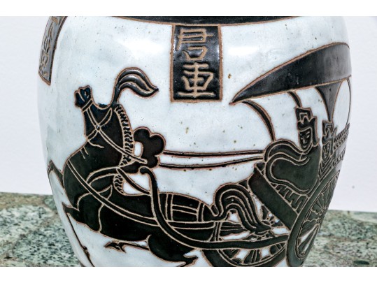 Large Chinese Glazed Figural Vase 