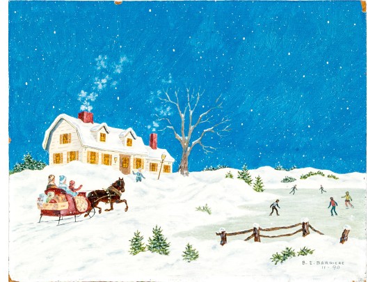 Bernice Elizabeth Barriere (American [CT], 1933-2013) Oil On Board, Winter Scene, 1990