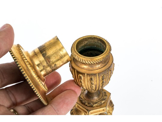 Louis XVI Style Gilt Bronze Figural Vestal Virgins Candlesticks