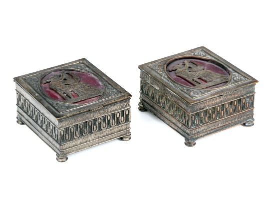Oscar Bach (American, 1884-1957) Pair Of Hinged Boxes With Neoclassical Figures