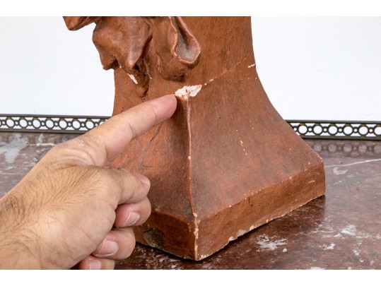 Signed Ceramic Bust Of A Woman Wearing Hat