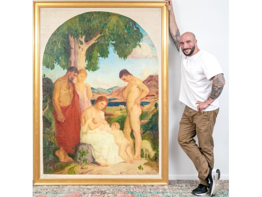 George Davidson (Polish-American, 1889-1965)  Oil On Canvas, Allegorical Familial Scene Study