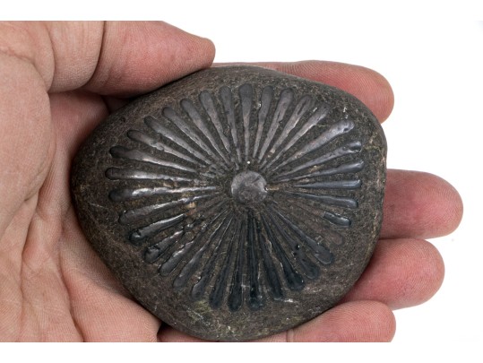 Swedish Gustavsberg Silver Overlay River Stone Paperweight