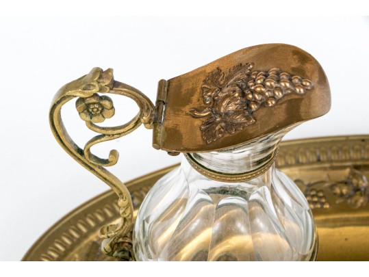 Christian Brass And Crystal Altar Cruet Set