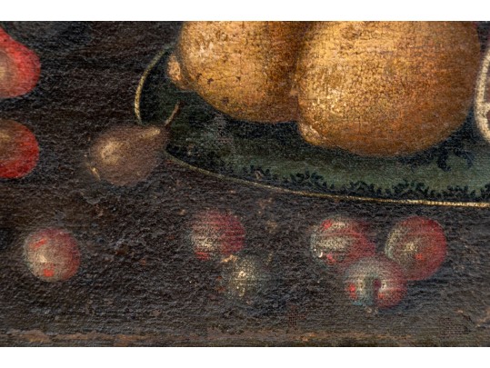 Antique Oil On Canvas, Still Life With Fruit