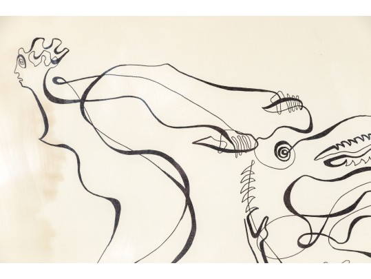 Signed Ltd Ed Lithograph, Women With Dragon, 1976