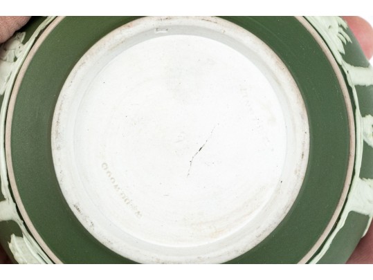 Five Piece English Wedgwood Green Jasperware Tea Set