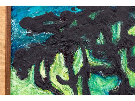 Signed Rikke Oil On Board, Abstract Forest