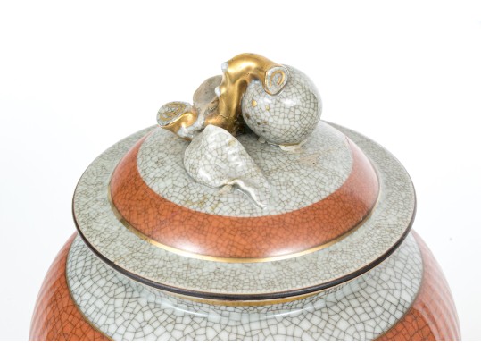 Group Of Five Danish Royal Copenhagen Orange Finished Ceramics