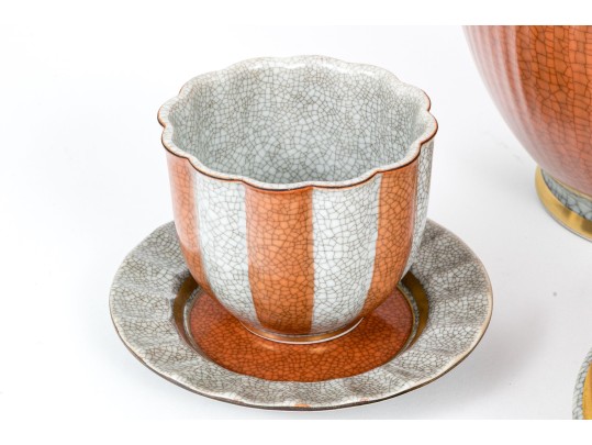 Group Of Five Danish Royal Copenhagen Orange Finished Ceramics