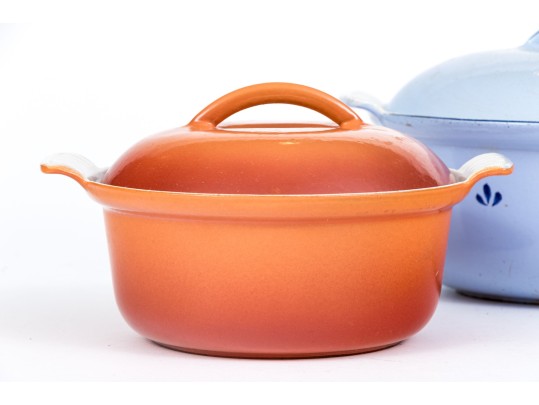 Duo Of Dutch Enameled Cast Iron Lidded Casseroles