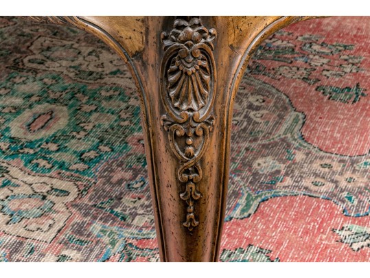 Quality Carved Walnut Louis XV Style Extension Table, Possibly By Auffray