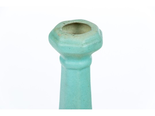 Pair Of Van Briggle Turquoise Glazed Ceramic Candlesticks
