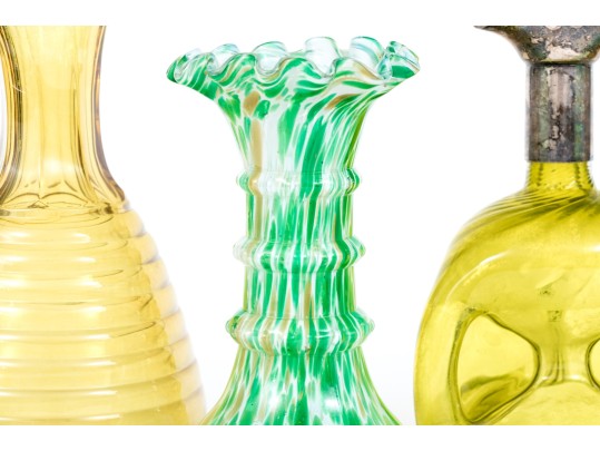 Lot Of Five Glass And Silver Plate Mounted Decanters