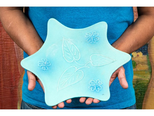 Van Briggle Hand-decorated Star Form Ceramic Plate