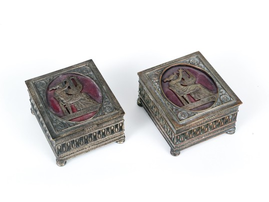 Oscar Bach (American, 1884-1957) Pair Of Hinged Boxes With Neoclassical Figures
