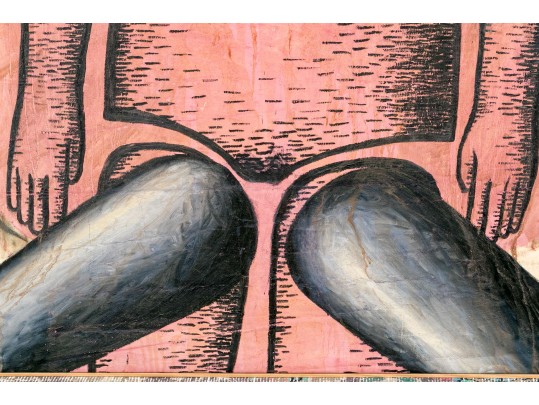 Large Oil On Canvas Of A Metaphysical Pink Lady, 6'-8