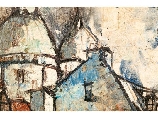 Jean-Claude Mayodon De Bomainq (French, 1938-1981) Oil On Canvas, Urban Scene