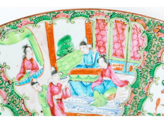 Chinese Export Rose Medallion Porcelain Charger, Ca. 1840