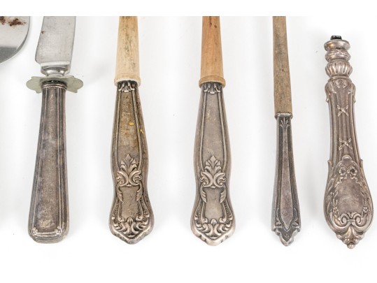 Variety Of Serving Utensils Including Sterling Silver Handles