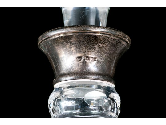 English Sterling Silver Mounted Cut Crystal Decanter