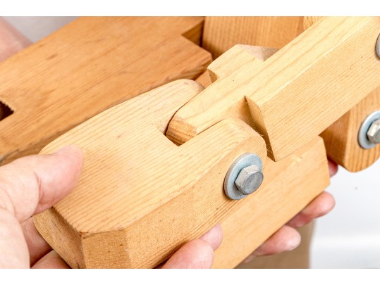 Large Reticulated Wooden Figure With Glass Inlaid Eyes, Likely Don Ellefson