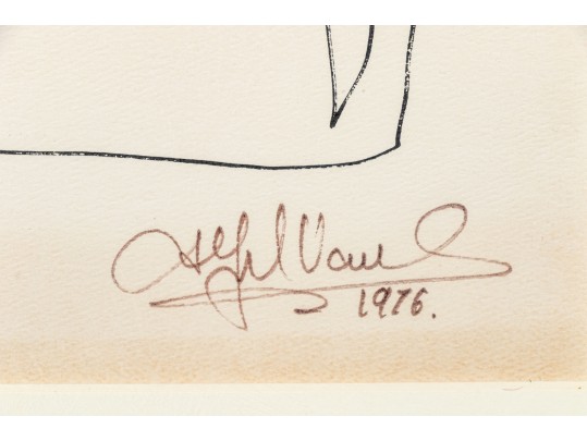 Signed Ltd Ed Lithograph, Man With Tiny Elephant, 1976