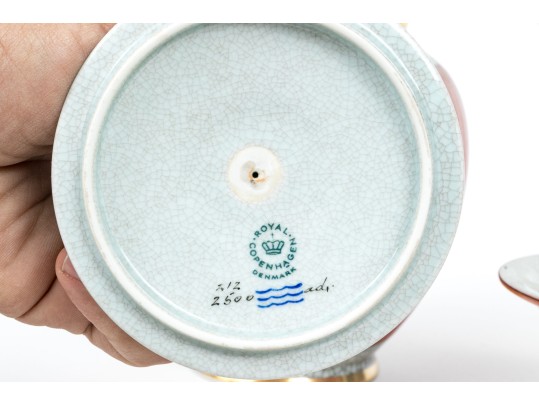 Group Of Five Danish Royal Copenhagen Orange Finished Ceramics