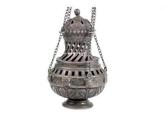 Spanish Santiago De Compostela Silver Souvenir Incense Burner, 1.535 Ozt.