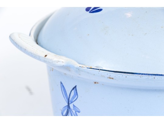 Duo Of Dutch Enameled Cast Iron Lidded Casseroles