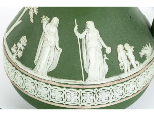 Five Piece English Wedgwood Green Jasperware Tea Set