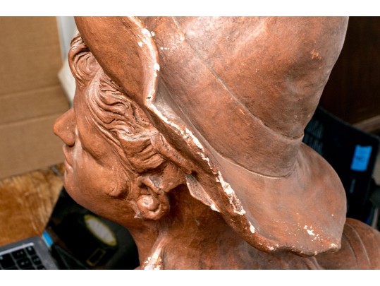 Signed Ceramic Bust Of A Woman Wearing Hat