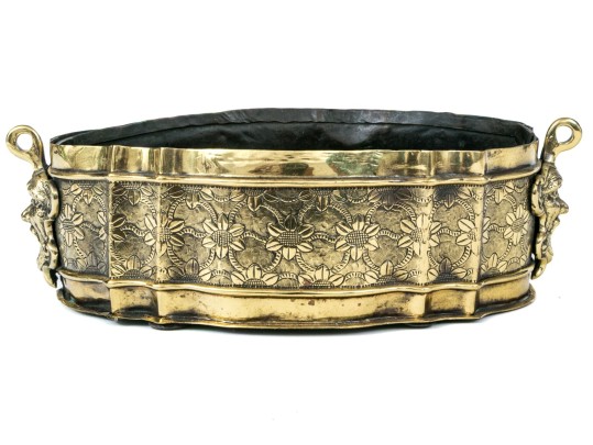 Antique Twin-Handled Brass Jardiniere