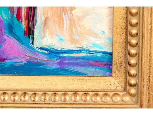 Signed Lefort Fauvist Oil On Board, Building With A Gate