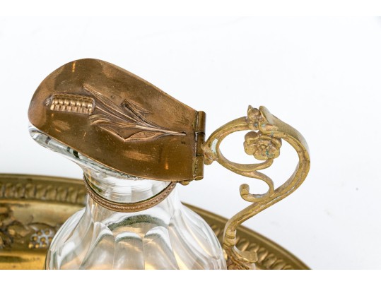 Christian Brass And Crystal Altar Cruet Set