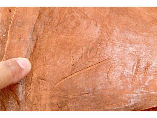 Signed Ceramic Bust Of A Woman Wearing Hat