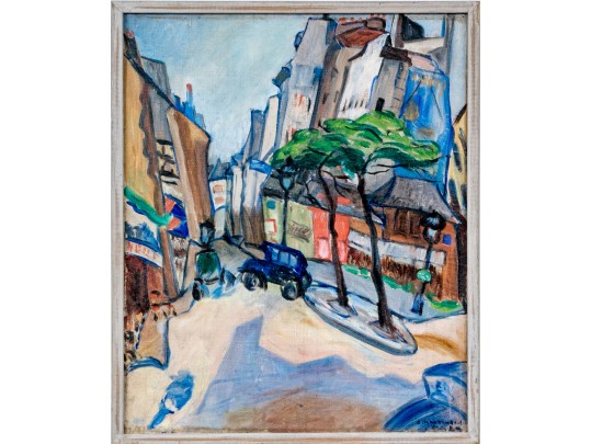 Signed Oil On Canvas, Urban Landscape With Cars