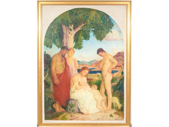 George Davidson (Polish-American, 1889-1965)  Oil On Canvas, Allegorical Familial Scene Study