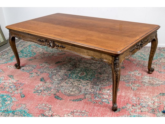 Quality Carved Walnut Louis XV Style Extension Table, Possibly By Auffray