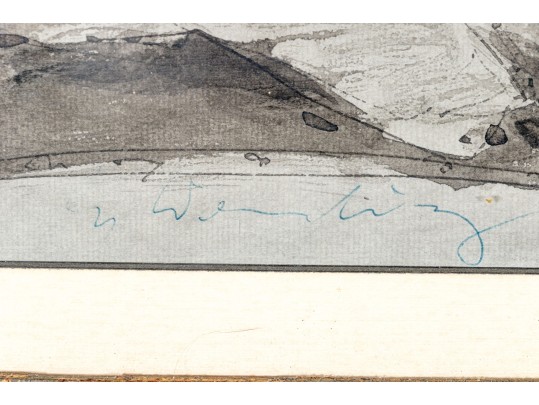 Signed Watercolor Of Reclining Woman